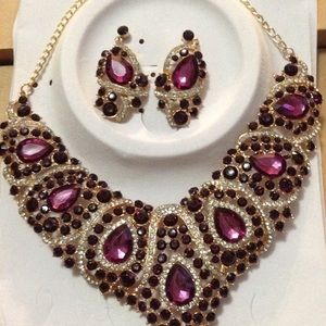 Purple Rhinestone,Necklace